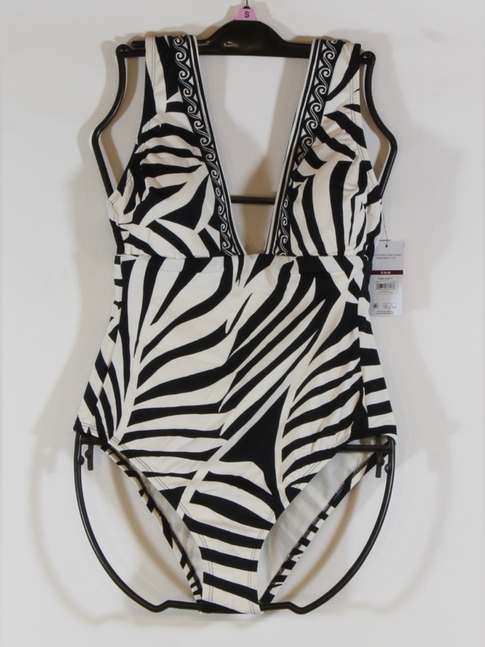 Sofia by Sofia Vergara Black and White Zebra Print One-Piece